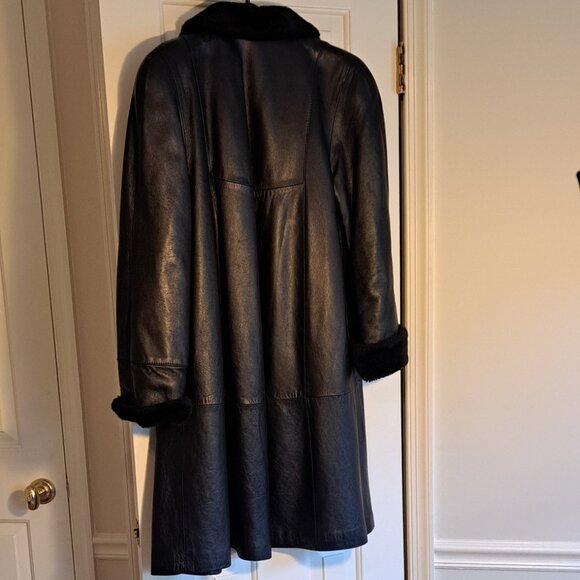 Full black leather coat - Picture 4 of 4